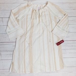 Medium Linen Cotton Beach Cover Cream Stripe New